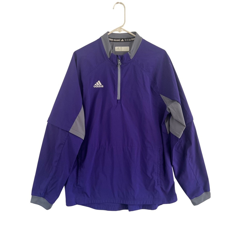 Adidas‎ Pullover Jacket Mens Medium Purple Gray Lightweight Windbreaker Coat